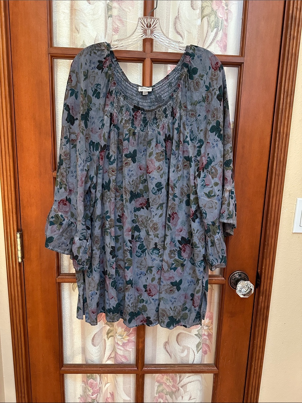 Avenue Blue Gray Floral Tunic